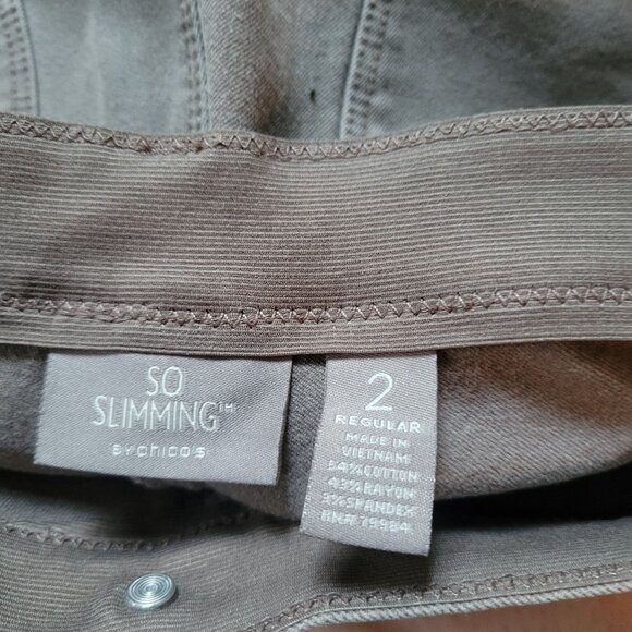 Chicos So Slimming Womens Regular Fit Cotton & Spandex Pants Size 2 Gray Large - Picture 3 of 3